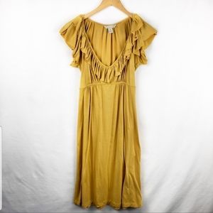 Jonathan Martin Marigold Flutter Sleeve Midi Dress